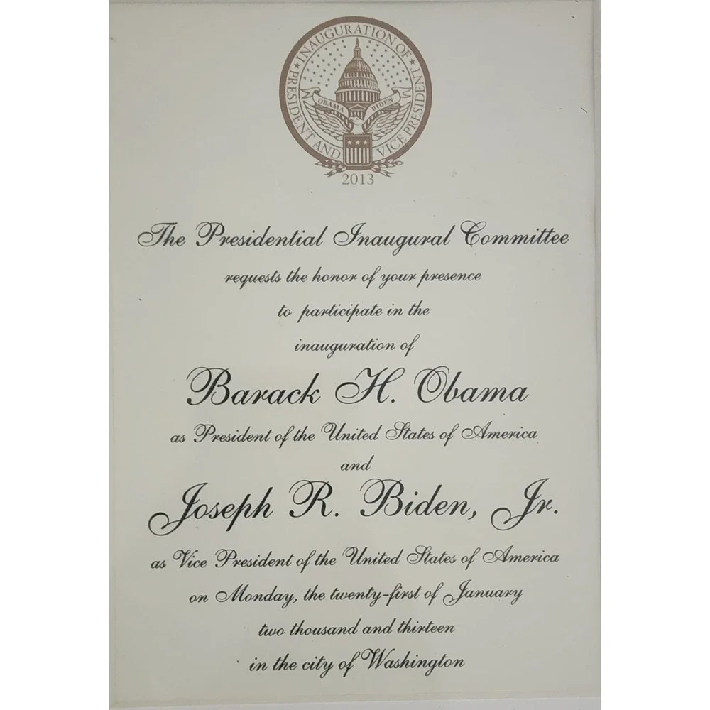 Official 2013 Barack Obama Joe Biden Presidential Inauguration Invitation